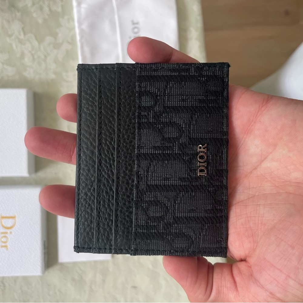 Dior Black Leather Wallet with Textured Finish
